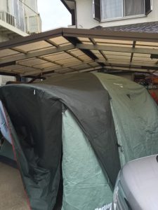 早朝からテントを1人で張ってみました^ ^